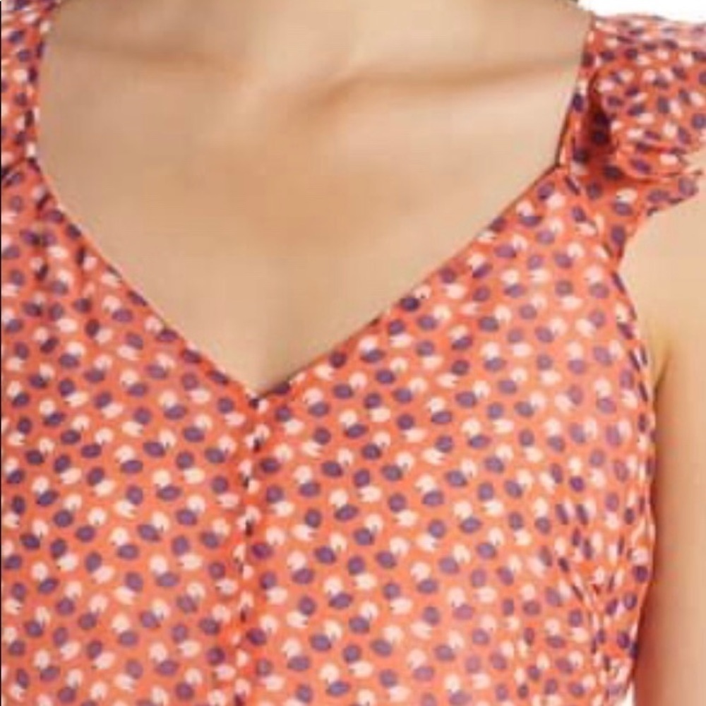 SAM EDELMAN Ditsy A-Line sleeveless dress. Coral color. Size 8 - Picture 4 of 6
